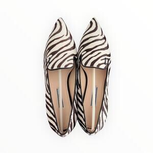 Prada Zebra Print Pony Hair Flap Shoes Size 8